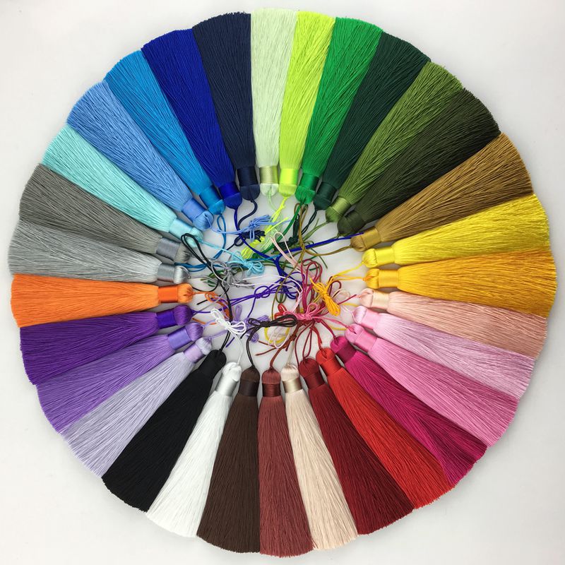 Home Ec Textiles - 1個12センチメートルポリエステルシルクビーズタッセルフリンジブラシタッセルトリム工芸品diyトーンオーバルシェイプグルーキーチェーンアクセサリー
