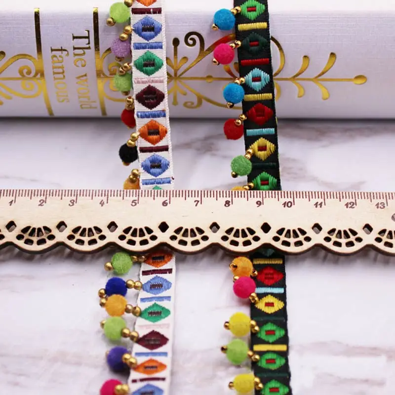 1ヤード/ロットpompomのフリンジトリム生地タッセルフリ - Home Ec Textiles のレビューと価格