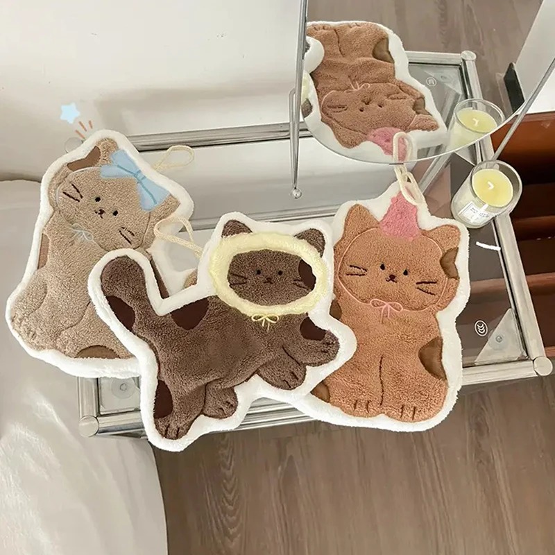 創造性あふれるかわいい猫の形をしたハンギングハンドタオル、バ - Home Textiles & Furnishings のレビューと価格