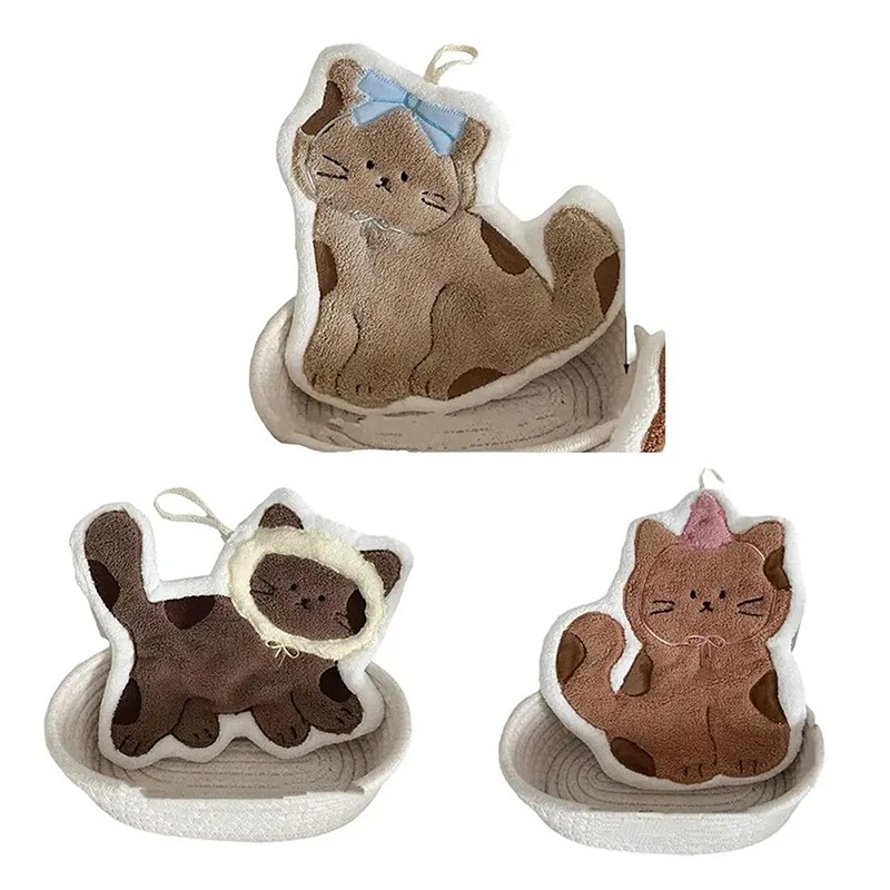 創造性あふれるかわいい猫の形をしたハンギングハンドタオル、バ - Home Textiles & Furnishings のレビューと価格