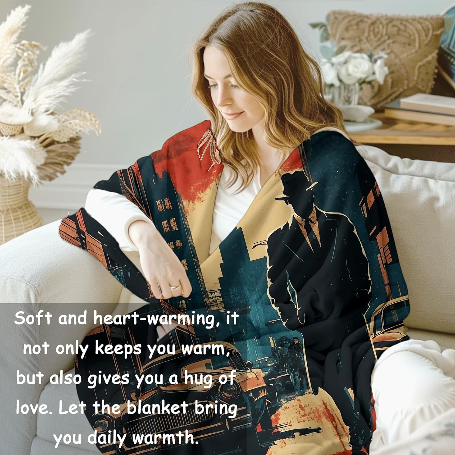 ノワール探偵ブランケット 女性へのギフト 犯罪フランネルブラ - Home Textiles & Furnishings のレビューと価格